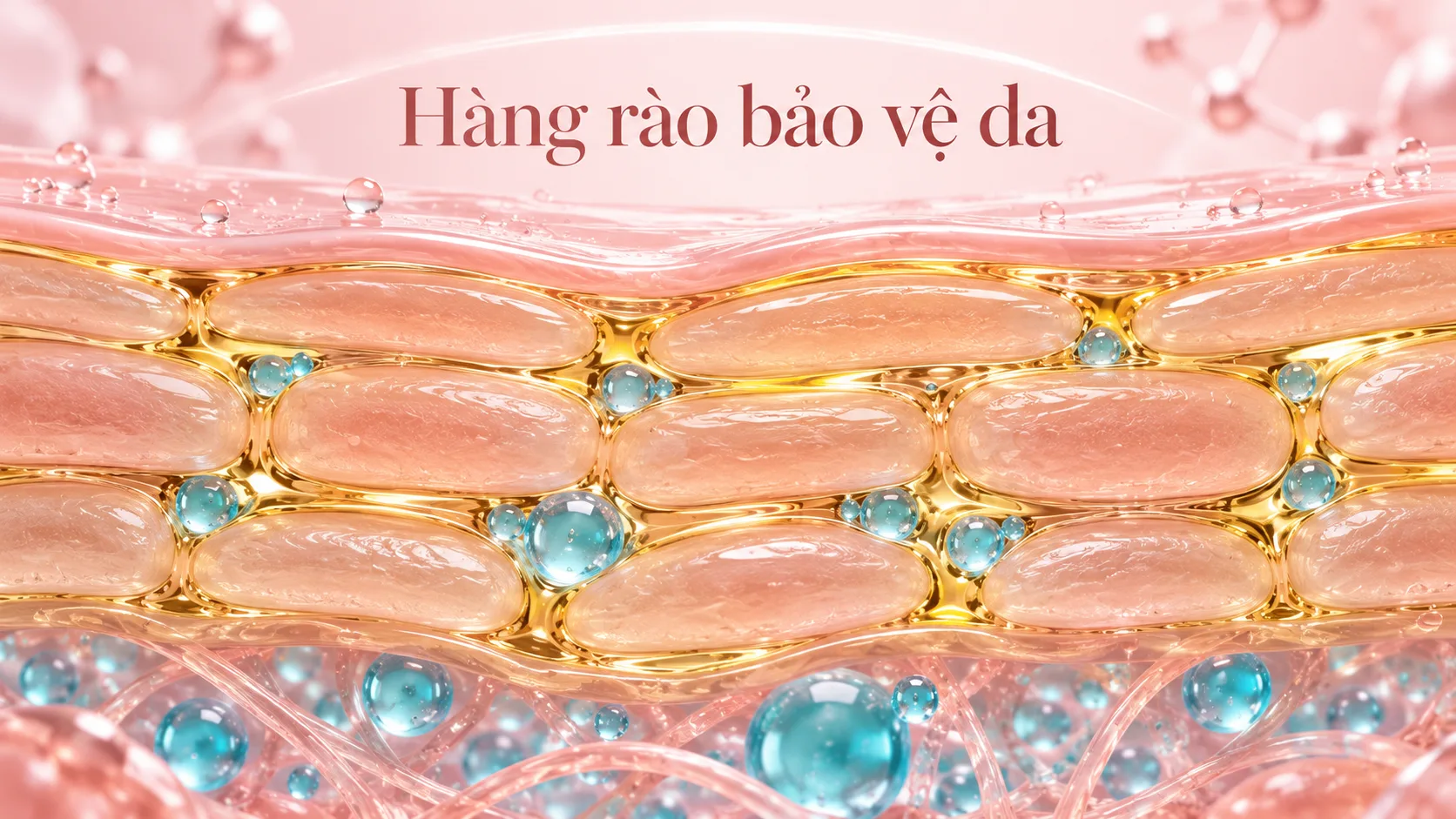 Hình 3D minh hoạ hàng rào bảo vệ da Stratum Corneum