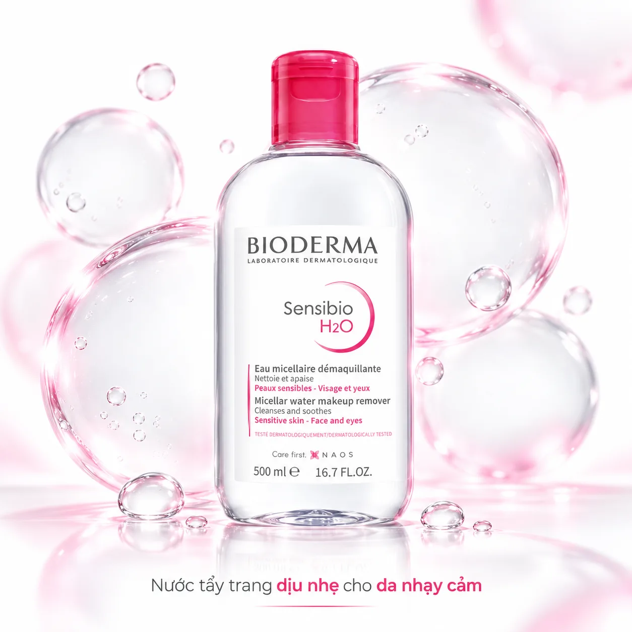 nước tẩy trang bioderma hồng - Minh họa cơ chế hoạt chất sinh học (Bioderma)